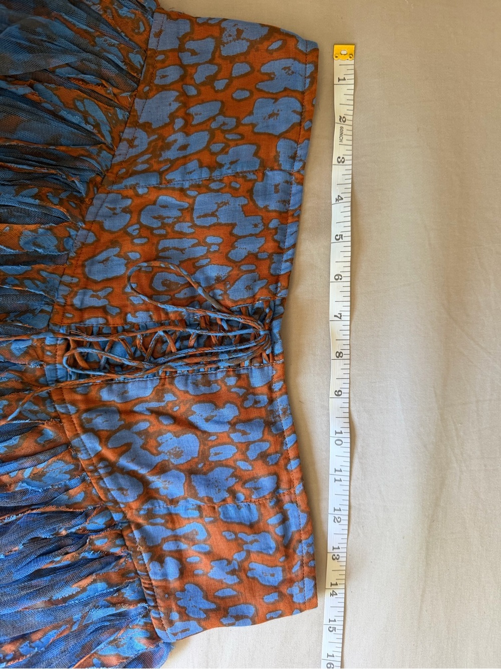 Free People Blue & Rust Pleated Tiered Mini Skirt - Picture 5 of 7